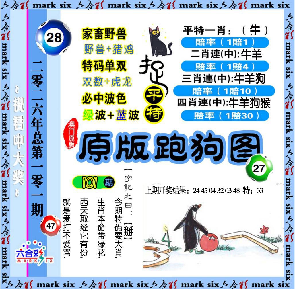 101期原版跑狗图[图]